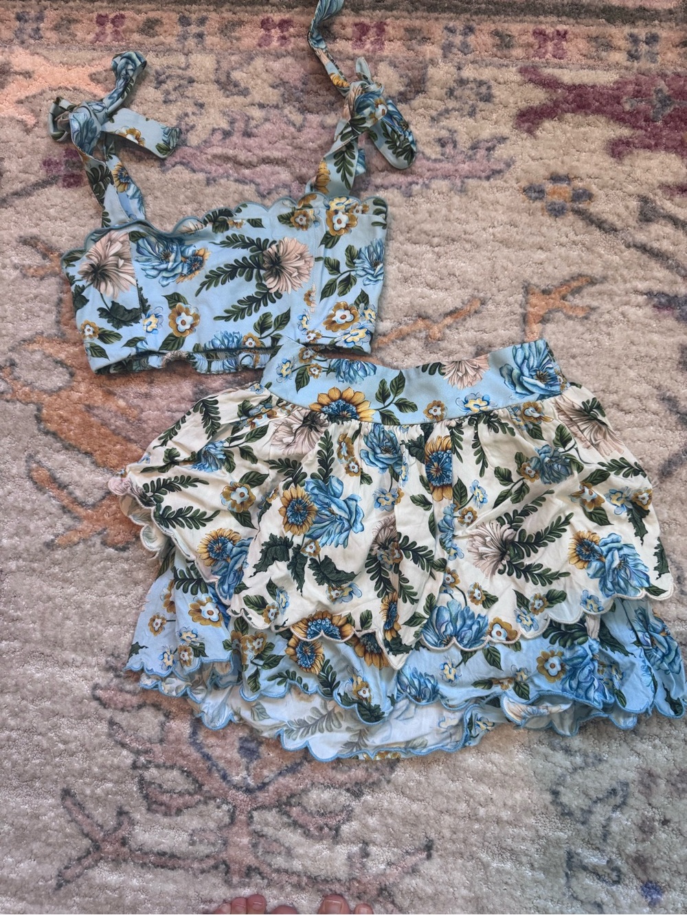 Agua Bendita Light Blue Floral Two-Piece Set